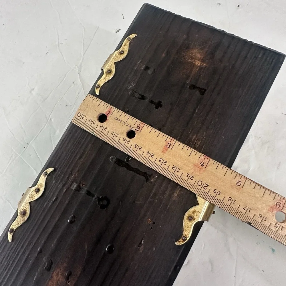 Vintage Wooden Jewelry Box Treasure Chest Trinket Rustic Pirate Gold Hardware Go